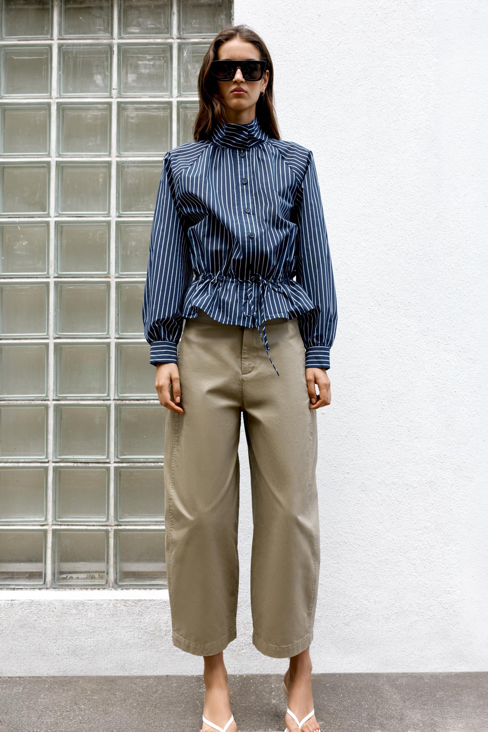 STRIPED HIGH NECK SHIRT